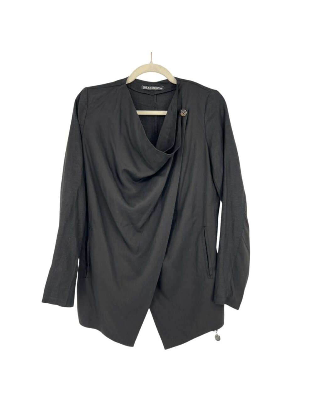 Blank NYC Drape Front Blazer Edgy Chic Jacket Lightweight Black Size XS NWT